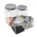 Large Square Glass Storage Jars for Home/Food Shop Storage& Organization with Metal Lids, FDA